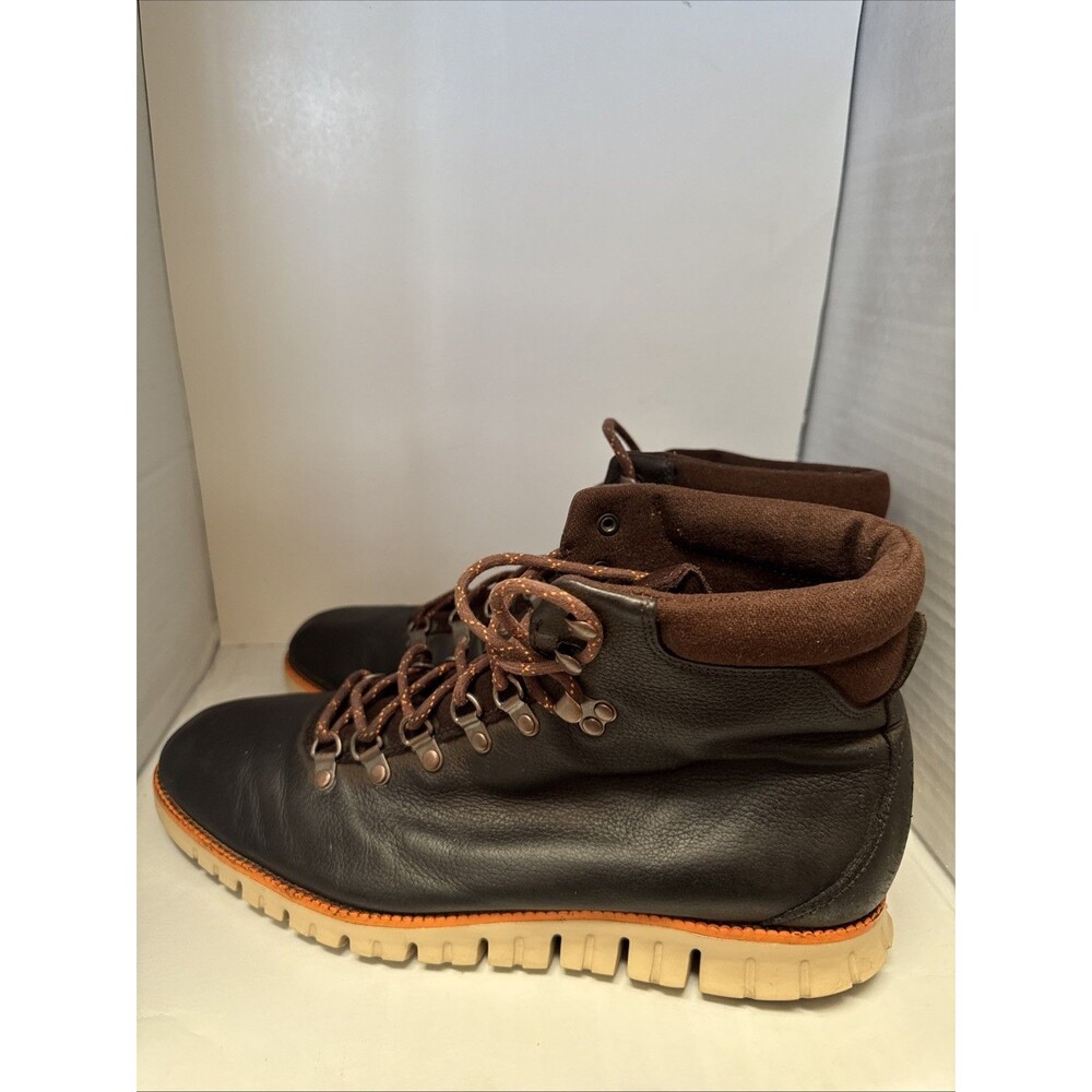 Cole Haan ZeroGrand Hiker Leather Boots Mens 12 Brown Orange Waterproof C29484